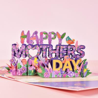 1PCs Mom 3D Pop-Up Grußkarte Mütter Tag Karten Blumenstrauß Grußkarten Geburtstag Sympathie