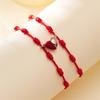Lucky Handmade 7 Knots Red String Couple Bracelet for Women Men Turkish Evil Eye Sea Shell Heart Pendant Wristband Jewelry Gifts