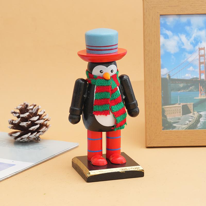 Christmas Wooden Nutcracker Soldier Figurine Vintage Xmas Window Display Home Desktop Ornament Holiday Decor Craft Xmas Gift