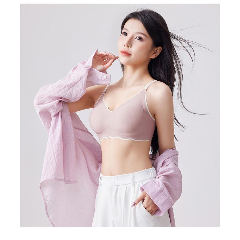 Women Seamless Wireless Gathering Breathable Comfortable Invisible Bra For Large Chest
