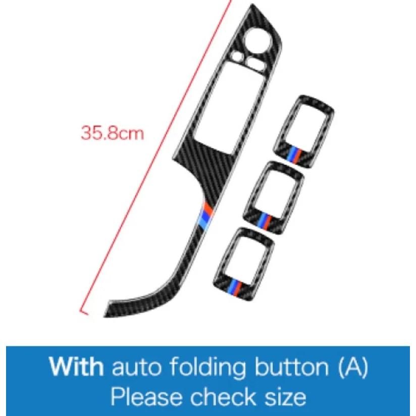 For BMW 3 Series E90 LHD 2005-2012 - Interior Power Window Switch Trim, Real Carbon Fiber Easy Install Decor