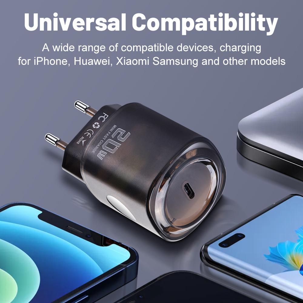 20W Fast Charging Phone Charger with US/EU Plug Adapter