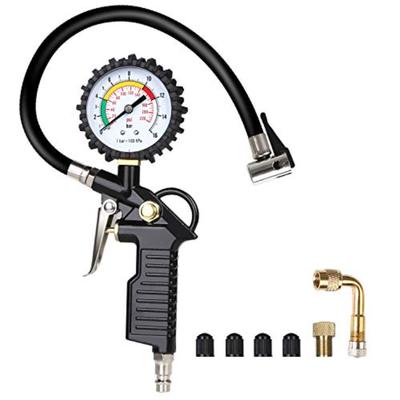 Luftdruckmesser Reifenfüller Reifendruckmesser 220 Psi Reifenfüller Messgerät Multifunktions-Luftdruckmesser mit Ventilkernwerkzeug Kompressor