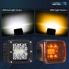 2PCS Pod Light Covers Amber 3 Inch LED Light Bar Cover Amber LED Pods 3X3 Square Work Lights Cube Covers Ditch Pods PC Lens Cover