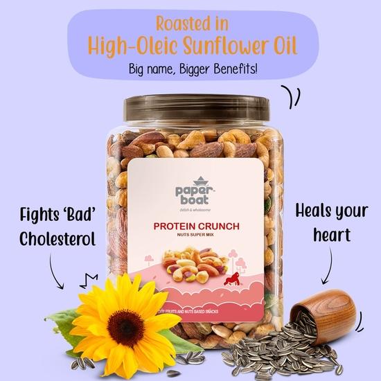 Paper Boat Protein Crunch, Premium Dry Fruit Mix | Mix Dry Fruit | Almonds I Cashews I Pistachio I Chickpeas | Reusable Jar (1Kg)