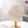 Hat female spring summer simple versatile small round standard bucket hat travel show face small sunshade sunscreen knitted bucket hat