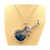 Necklace - Stones and Minerals - Neon Blue Apatite - Guitar Pendant - Stainless Steel - Unisex