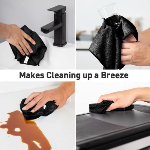 WEAWE Microfiber Cloths, Absorbent, Quick-Drying, Multi-Purpose Towels, 12-Piece Set, 33x33cm, Black