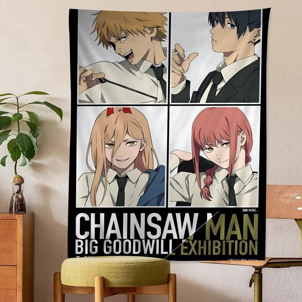 

Large Chainsaw Man Tapestry Bohemian Mandala Style Wall Hanging for Bedroom Living Room Dorm Room Accessories 74x94cm(29x37in)
