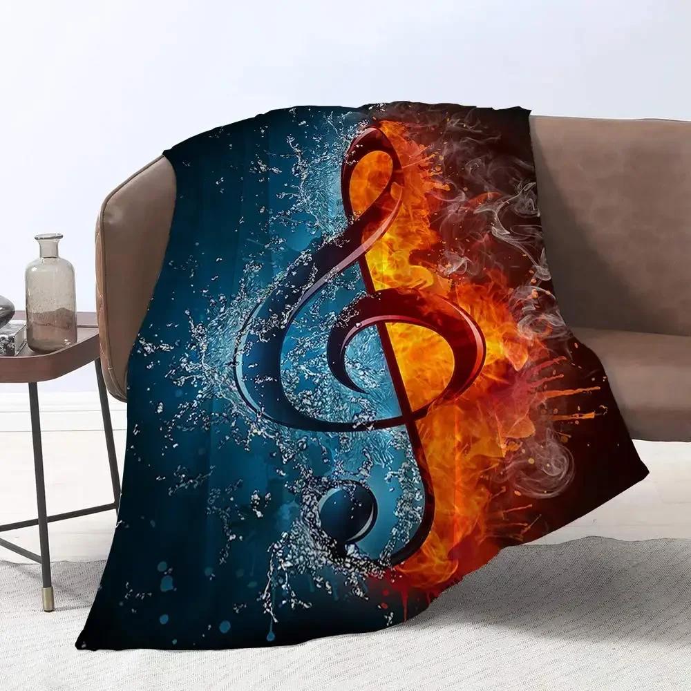 Music Note Flannel Throw Blanket Super Soft Lightweight Music Theme Blanket for Couch Sofa Bed Living Room Twin King Size