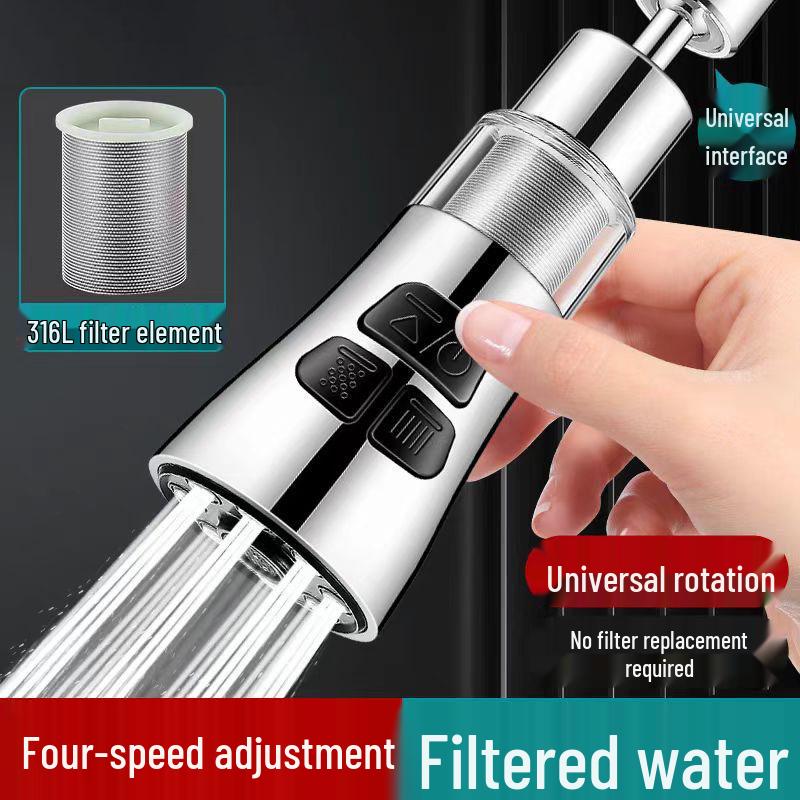 Universal Rotatable Kitchen Faucet Extender with Purifier and Anti-Splash Head