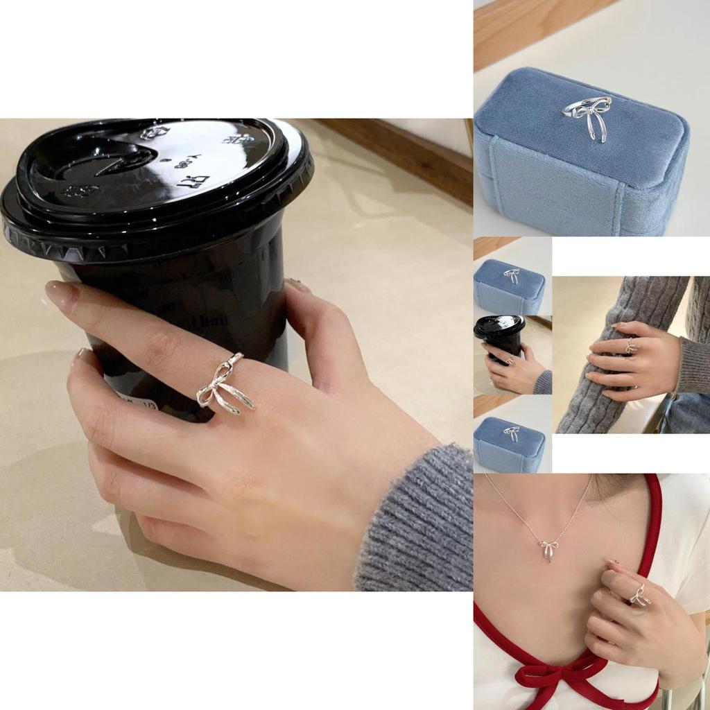 Unique Korean Style Silver Bow Ring For Women Adjustable And Chic 2024 Summer Fashion