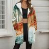 Women's Gradient Print Fashionable Loose Zipper Fleece Hoodie Jacket