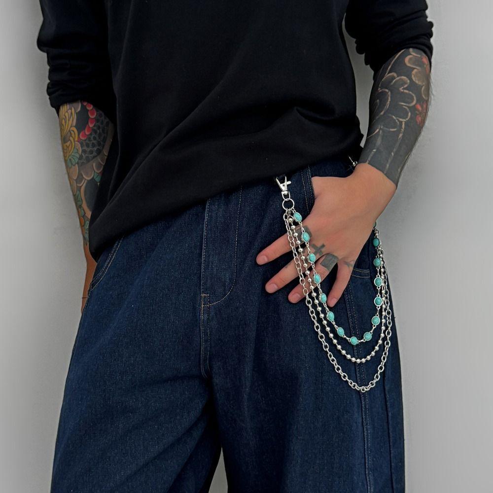 Zinc Zinc Zinc Alloy Pearl Waist Chain Tassel Pants Chain Cool Tassel Jeans Chain  Male