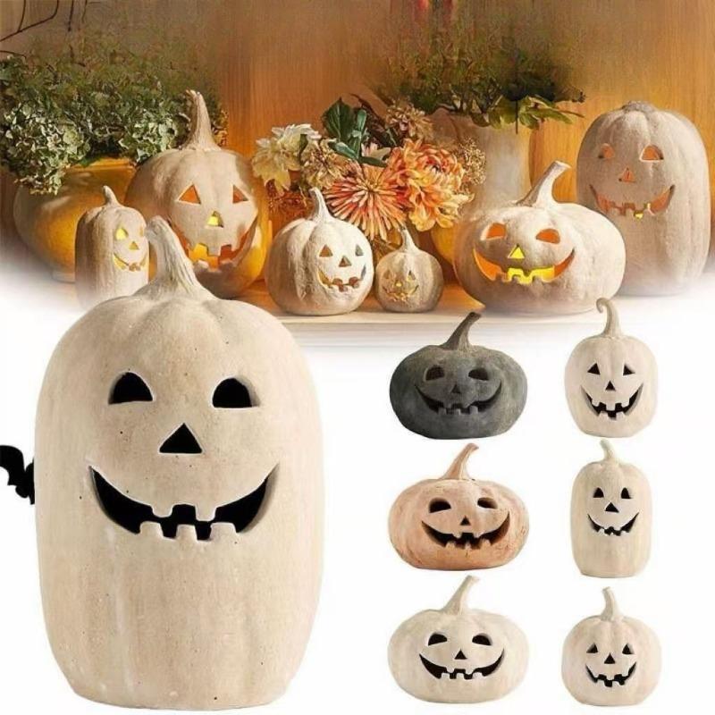 Handmade Terracotta Jack O' Lantern Resin Pumpkin Lamp