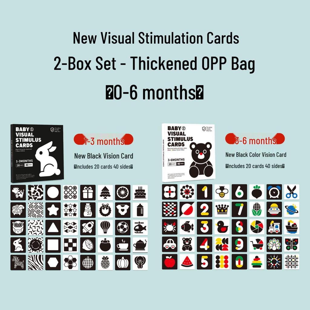 Black & White Visual Stimulation Cards for 0-36 Months: Baby Educational Flashcards for Early Development & Cognitive Training.