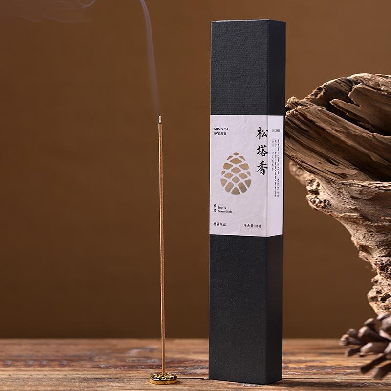 

60pcs Pine Cone Incense Sticks with Holder Boxed Set for Purifying Spaces Natural Aromatherapy for Yoga and Relaxation set