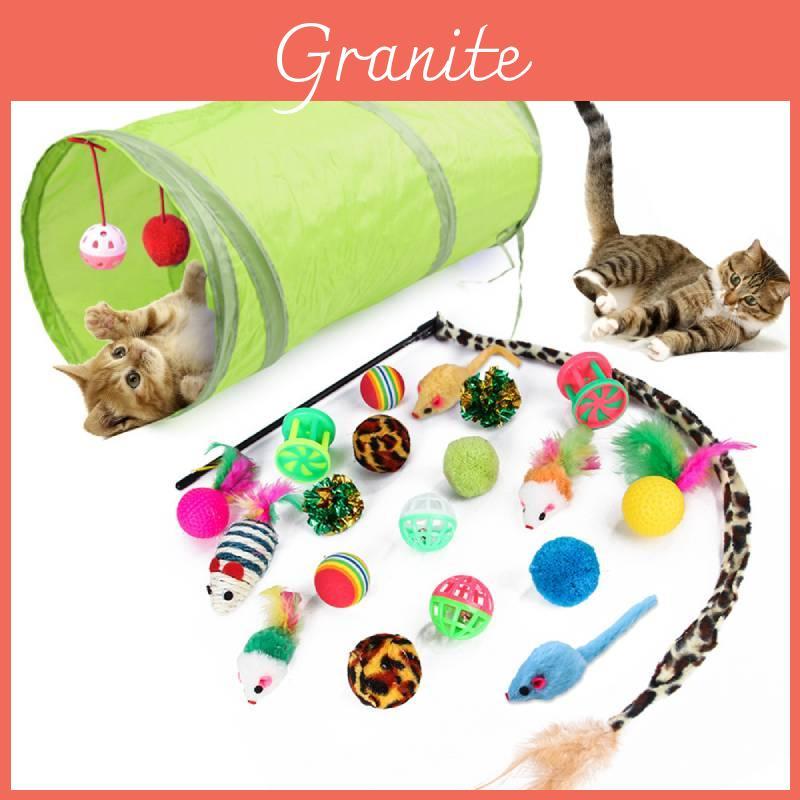 Comprehensive Cat Toys Set Sisal Ball Cat Wand Cat Tunnel 21 Piece Kit For Active Cats