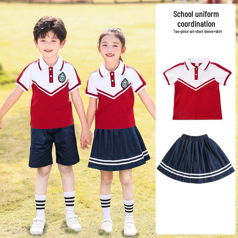 Herbst Kindergartenschule & Grundschule Rotes Uniformset für Sport und Aufführungen