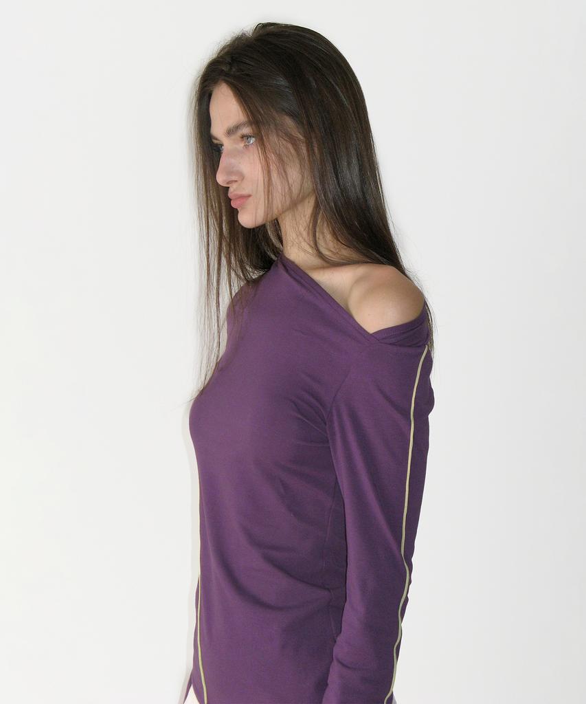 SUNBURNPROJECT Asymmetric Paneled Long Sleeve Top, Purple