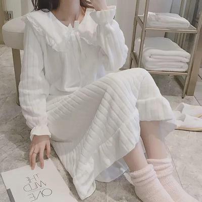 Women's Winter Coral Fleece Nightgown - Thickened Sweet Princess Style Flannel Pajamas
