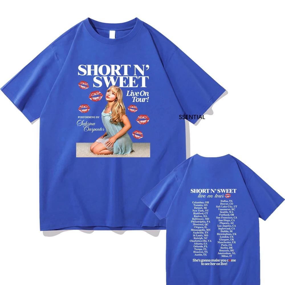 Sabrina Carpenter Short and sweet album Casual Men's Pure Cotton T-shirt Men's clothing Harajuku Vintage neutral cotton patterne