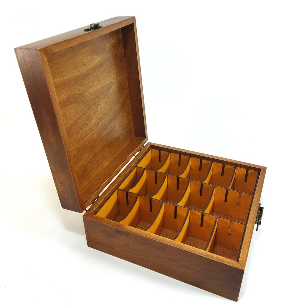 Box mit Deckel für Sammelkarten Magic the Gathering, Pokemon, Yu-Gi-Oh 25x25x11 cm Mr. Thomas's Workshop Holzlack