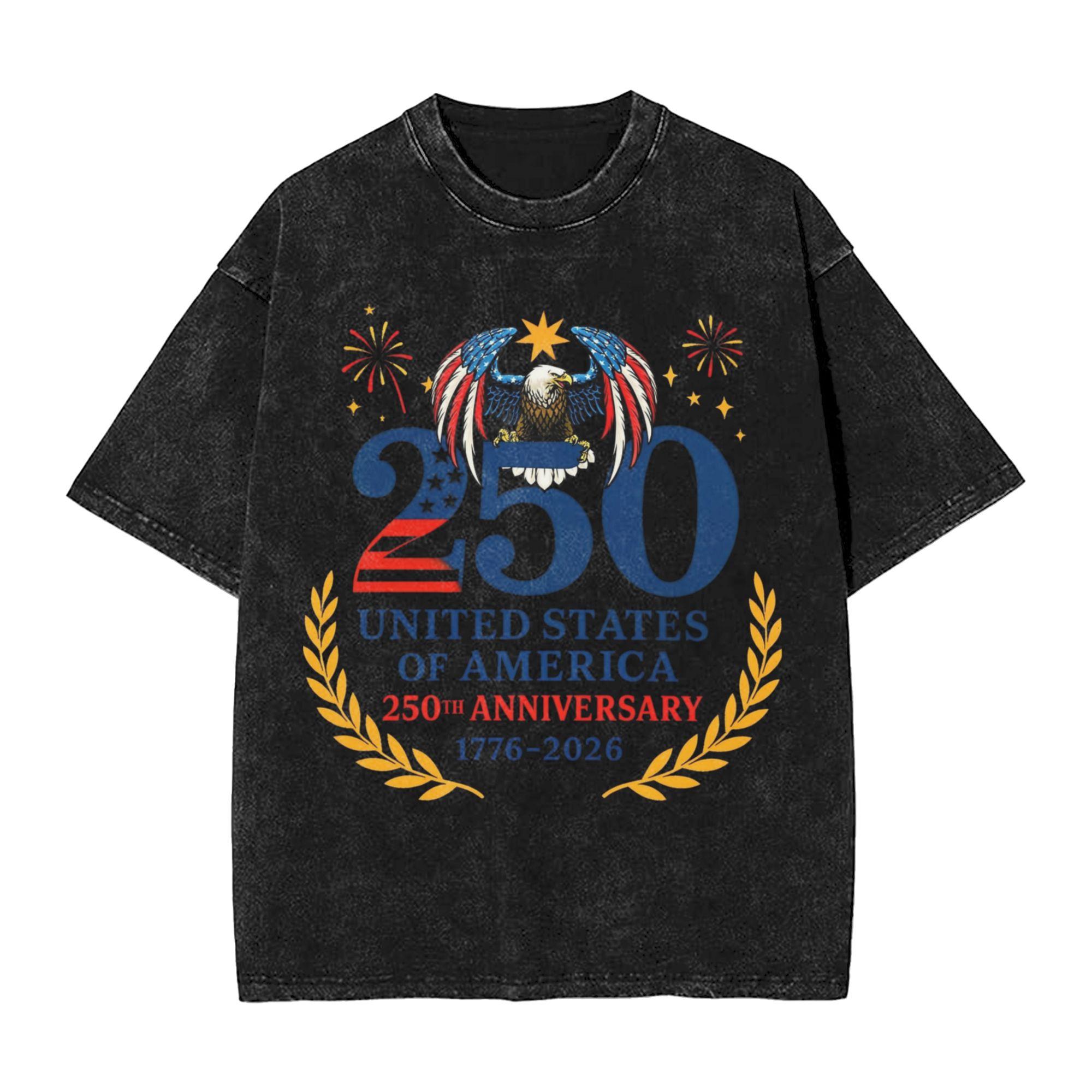 USA th Anniversary TShirt Vintage Distressed American Flag Eagle Print Tee Patriotic Independence Day Streetwear S