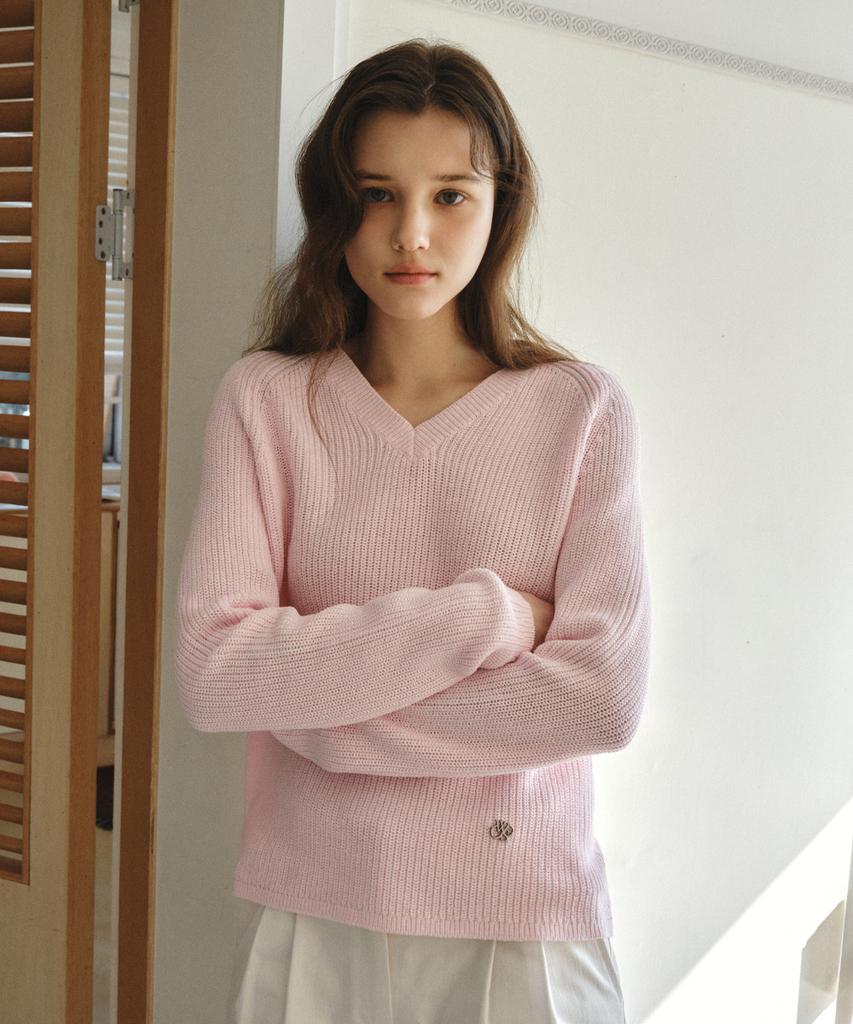 Wednesday Oasis For Woman Easy Hazzi V-Neck Knit_Baby Pink(Wc26Kn06)