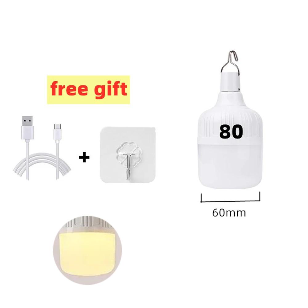 1-8pcs Portable LED Outdoor Camping Lights USB Rechargeable Lamp Hook Emergency Bulb High Power Tents Lantern Night Lights Bulb