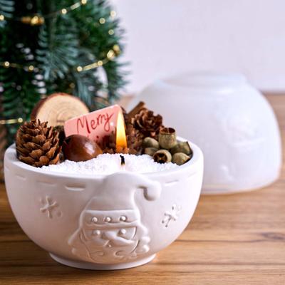 Relief Weihnachtsmann Kerzenschale Silikonform DIY Weihnachts Schmuck Aufbewahrungsbox Tonformen Gips Harz Blumentopf Basteln Herstellen