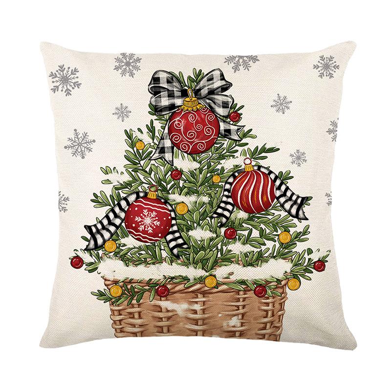 Christmas Decorative Throw Pillow Cover Polyester Printed Sofa Home Cushion Cover Bedroom Cushion Cover