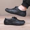 New Fashion Handmade Leather Casual Men Shoes Design Sneakers Man Loafers Breathable Low Top Flat Shoes Driving Plus Size