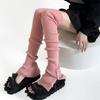 Japanese Ballet Styles Thigh High Leg Warmer Ribbed Knitted Split Buttons Over Knee Footless Socks for Fashionable Women