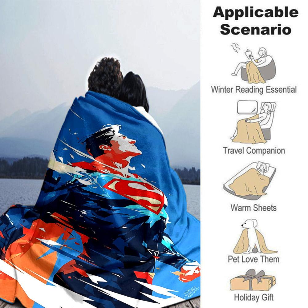 1pc Superman Hero Flannel Blanket Soft Warm Throw for Home, Office, Travel, All-Season Cozy Bedding GiftL1059