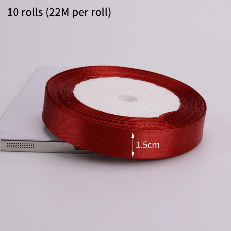 10rolls Single Face Satin Ribbon Bright Red 24 Yards Wholesale DIY Supplies Gift Wrapping Christmas Apparel Sewing Fabric Ribbon