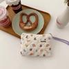 Cartoon Flower Square Cosmetic Bag Women Portable Earphones Lipstick Sanitary Napkins Storage Pouch Small Makeup Zipper Bags
