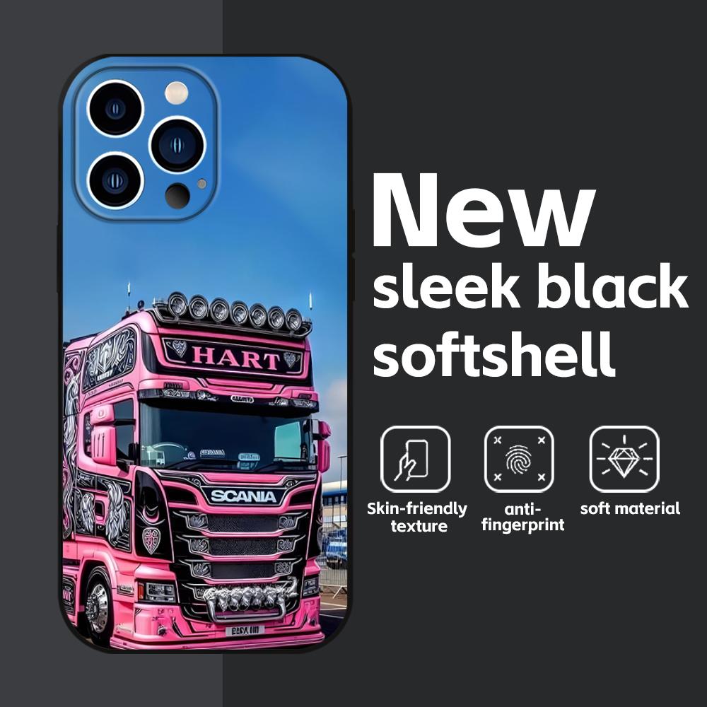 S-Scania TruxES Phone Case For iPhone 16 16e 15 14 13 12 11 Plus Mini Pro Max Soft Black Shockproof Cover