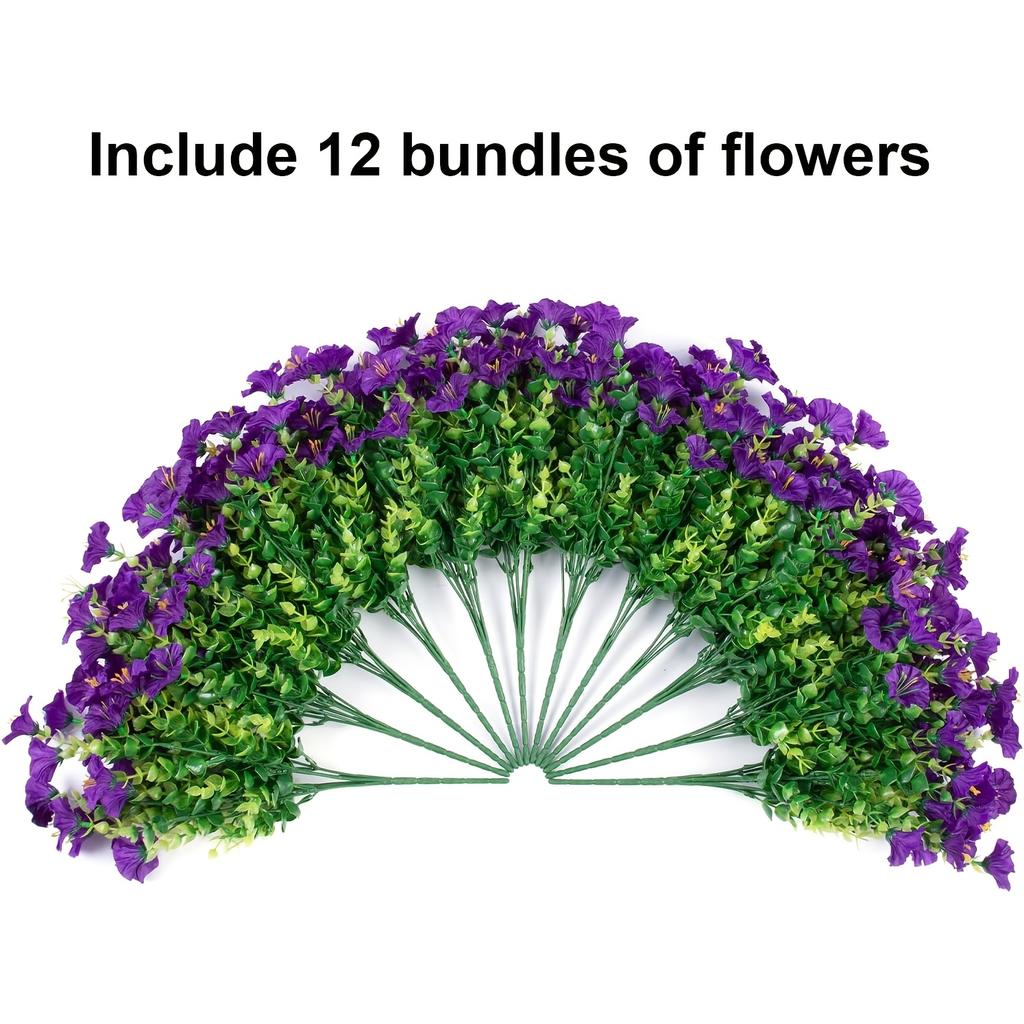 12 Bundles Faux Morning Glory - Realistic UV Resistant Artificial Flowers for Outdoor Decor, All-Season Home Decoration, Front Door Decor
