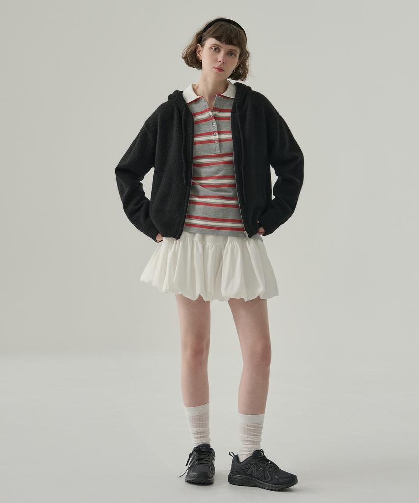 Deuloupisumeon Lottie Two-Way Knit Zip-Up Hoodie [M.Grey]
