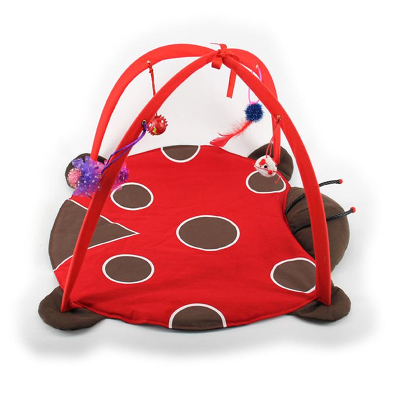 52x35cm cat play mat cat tent activity center with hanging cat toy ball mouse outdoor pet bed cat play tent easy to carry