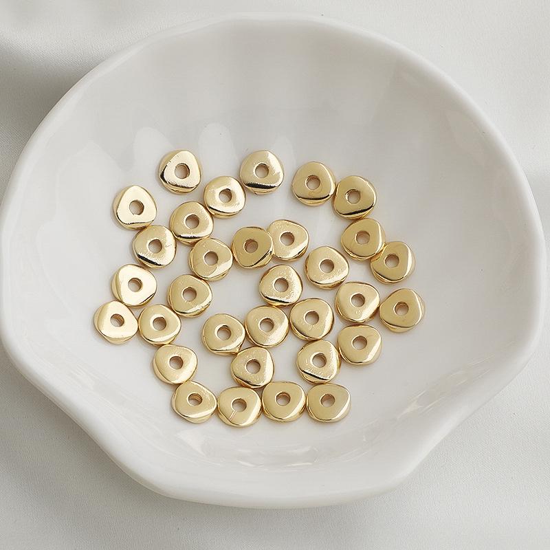 14K Gold-Filled Color-Preserving Triangle Crushed Gold Spacer Beads for Necklace DIY.
