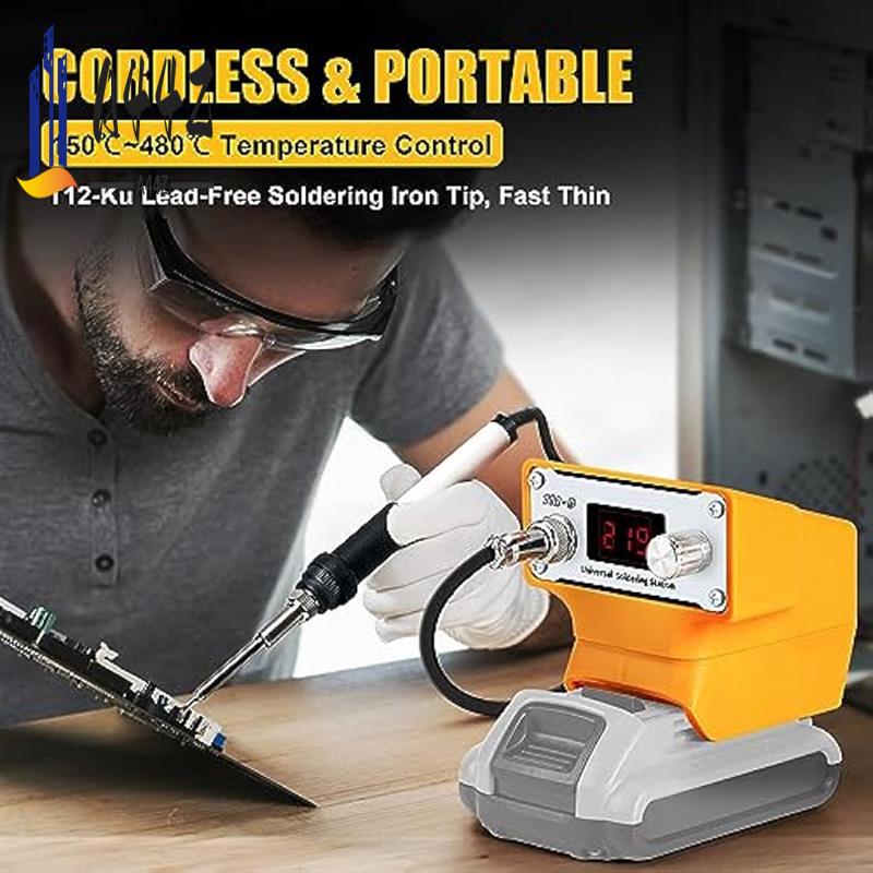 

A44Z-Cordless Soldering Iron Station For 20V Battery,Battery Powered Digital Soldering Iron With T12 Tip жовтий