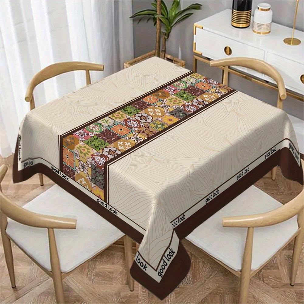 Ein elegantes europäisches rechteckiges Tischdecken mit floralem Mosaikmuster - strapazierfähiges Polyester für die Küche