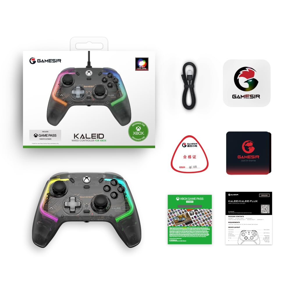 GameSir Kaleid Wired Controller for Xbox One Xbox Series featuring Hall Effect Sticks Analog PC Steam Game Compatible & X/S, & Triggers, Gamepad,