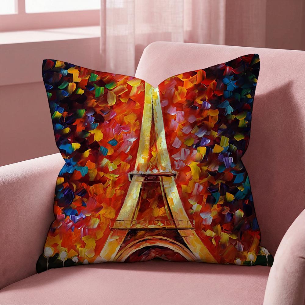 L-Leonid Afremov Oil Painting Cushion Cover Multi-Scene Pillow Cover for Home & Car - Reversible, Soft & Durable for Daily Use