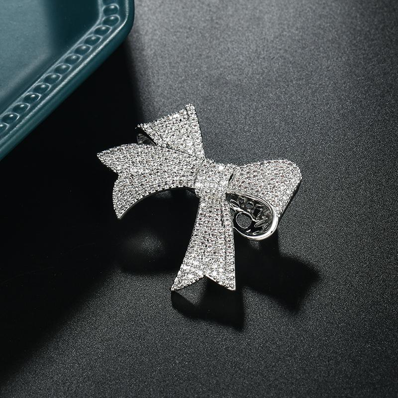 Weiman Brilliant CZ Cubic Zirconia Micro Pave Bow Jewelry Brooches for Wedding and Engagement for Children