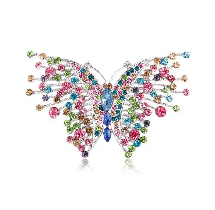 Vintage Delicate Shiny Crystal Colorful Butterfly Brooch Elegant Fashion Insect Pins Women s Clothing Decoration Jewelry Gifts