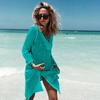 2025 New Beach Cover Up Bikini Crochet Knitted Tassel Tie Beachwear Summer Swimsuit Cover Up Sexy See-through Beach Dress