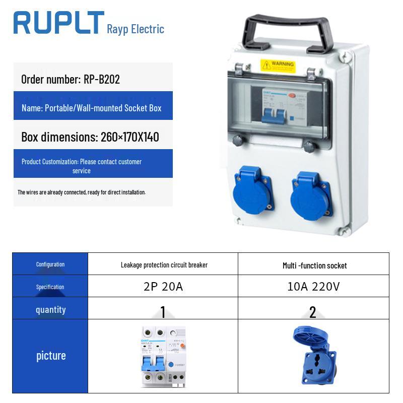 Wall-Mounted IP65 Waterproof Industrial Socket Box - Assembled Industrial-Grade Wiring and Distribution Box